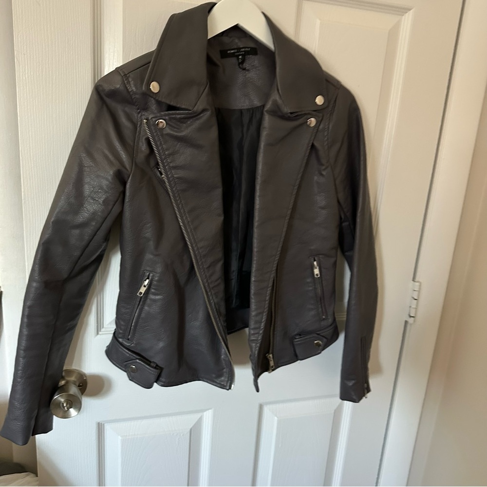 Grey Faux Leather Jacket